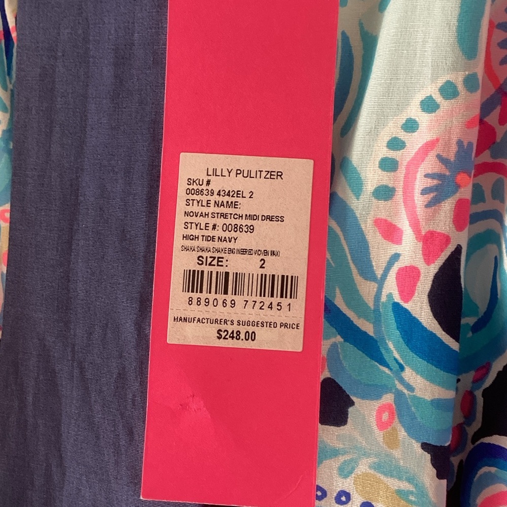 Lilly Pulitzer Navy Halter Maxi Dress with Pink & Aqua Paisley - Picture 5 of 6